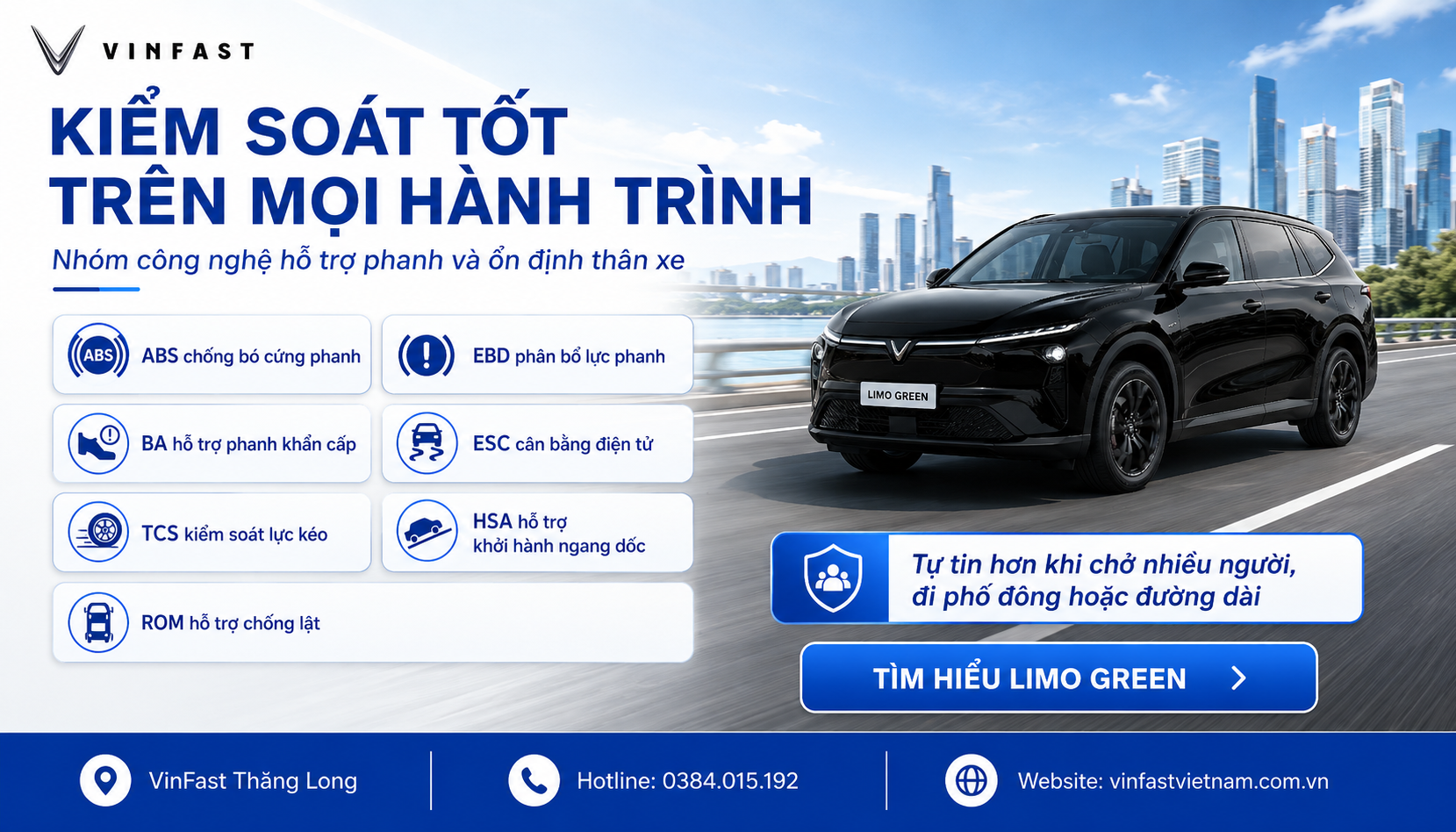 Trang bị an toàn trên VinFast Limo Green